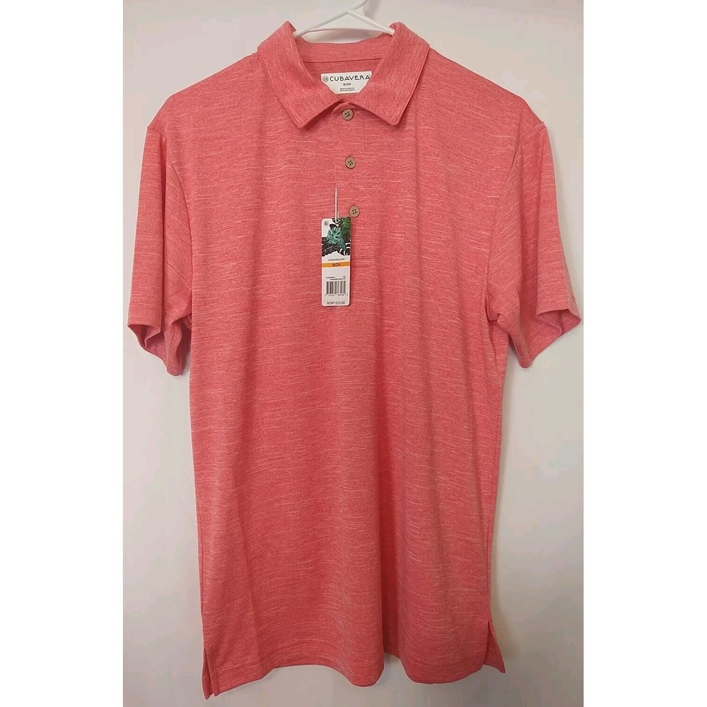 Cubavera Coral Men's Short Sleeve Polo Shirt Moisture Wicking Easy Care Small